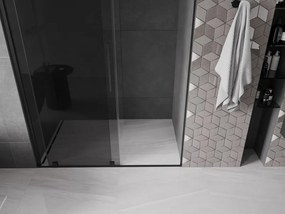 Mexen Velar, posuvné sprchové dvere do otvoru 150 cm, 8mm šedé sklo, čierna matná, 871-150-000-41-70