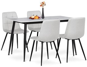 Autronic BONTEC Jedálenský set so 4 stoličkami, 130x70x76cm, keramika, mramor, ASE-1038 GREY2 Farba: Biela