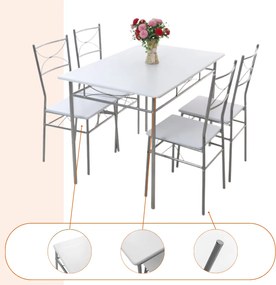 Jedálenská súprava PAUL, 5-dielna, zamatovo biela Jurhan