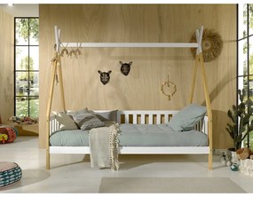 Biela detská posteľ so zábranou Vipack Tipi, 90 x 200 cm
