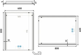 Nimco LED zrkadlo 600x800 s dvoma dotykovými senzormi - ZP 17002VX