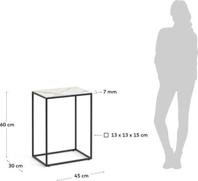 Odkladací stolík s keramickou doskou 30x45 cm Rewena – Kave Home