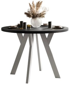OKRÚHLY ROZKLADACÍ JEDÁLENSKÝ STÔL EWALD ČIERNY MATNÝ + BIELY 100/140 cm
