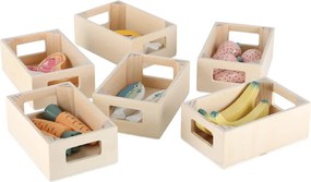 KIK Drevený stánok supermarket s pokladňou, košíkom a potravinami pre deti LULILO