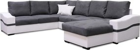 Rohová sedačka U s rozkladom Oregon L - biela / sivá