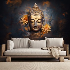 Gario Fototapeta Zlatý Budha a kvety Materiál: Vliesová, Rozmery: 200 x 140 cm