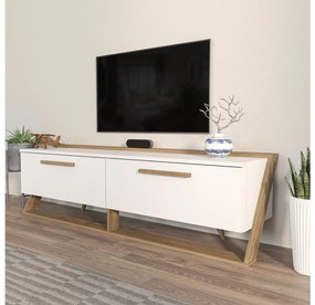 TV stolík/skrinka Agaela (biela + orech) . Vlastná spoľahlivá doprava až k Vám domov. 1101395
