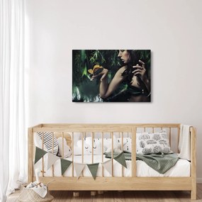 Obraz pôvabnej ženy s motýľom (90x60 cm)