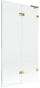 Mexen Lunar L, 2-krídlová vaňová zástena pravá 100 x 150 cm, číre sklo, zlatá lesklá, 897L-100-100-50-00-P