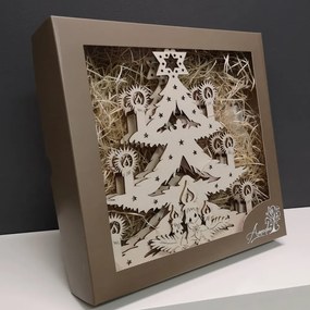 AMADEA Drevený svietiaci portál strom vianočný, 29x29x10 cm