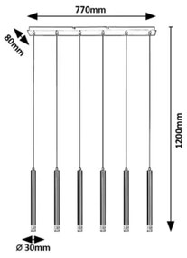 Rabalux 72363 - Luster na lanku RAMIRA 6xG9/5W/230V zlatá
