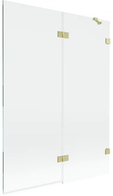 Mexen Lunar, 2-krídlová vaňová zástena pravá 130 x 150 cm, číre sklo, zlatá matná, 897-130-100-55-00-P