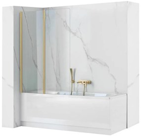REA-K9777 - Skladacia vaňová zástena AGAT 140x100 cm brúsená zlatá/číra
