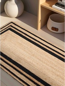 Čierny/v prírodnej farbe obojstranný/ručne tkaný jutový behúň 70x200 cm Jutta – Hanse Home