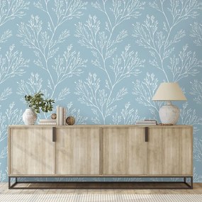 Fototapeta biele vetvičky na modrom pozadí