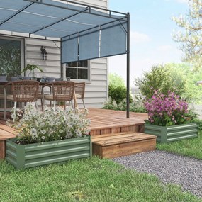 Outsunny Set 2 obdĺžnikových vyvýšených záhonov 100L x 50W x 30H cm - Zelená vlnitá oceľ | Aosom