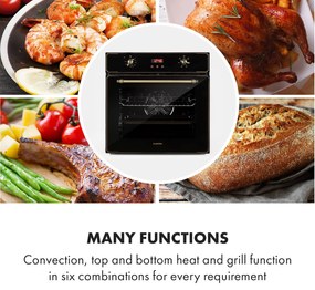 Klarstein Elizabeth, vstavaná rúra, retro dizajn, 6 funkcií, 50 – 250 °C, čierna