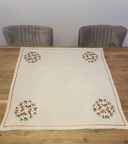 Vyšívaný obrus Listy krémové 85x85 cm