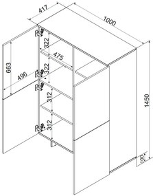 Cama Vysoká komoda Alma 4D - béžová