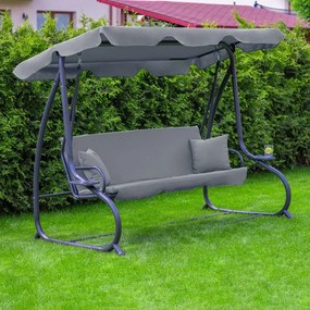 Polohovateľná záhradná hojdačka v sivej farbe