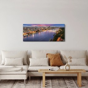 Obraz nočného mesta Bratislavy s riekou (120x50 cm)