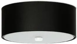 Stropné svietidlo Skala, 1x čierne textilné tienidlo, (biele sklo), (fi 30 cm)