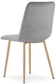Set štyroch jedálenských stoličiek LAVA zamatové, svetlosivé / hnedé nohy (4 ks)