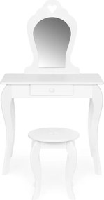Veľký drevený detský toaletný stolík so zrkadlom pre dievčatá biely