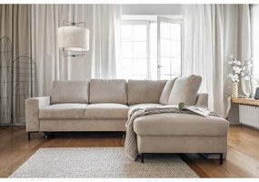 Béžová menčestrová rozkladacia rohová pohovka (pravý roh) Lofty Lilly – Miuform