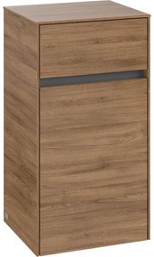 VILLEROY &amp; BOCH Collaro závesná bočná skrinka, 1 dvierka, 1 zásuvka, pánty vpravo, 404 x 349 x 749 mm, Oak Kansas, C03201RH