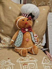 Hnedá vianočná plyšová dekorácia Perníček Gingerbread - 19*14*35 cm