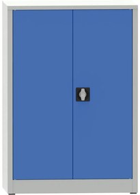 Dielenská policová skriňa na náradie KOVONA JUMBO, 2 police, zváraná, 800 x 600 x 1150 mm, sivá / modrá