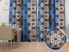 Biante Bavlnený záves Sandra SA-448 Modro-oranžové marocké dlaždice 150x230 cm