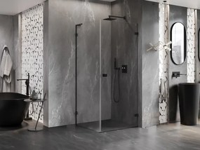 Mexen Lunar-B L pravý výklopný sprchový kút 80 x 80 cm, číre sklo, čierna matná, 832L-080-080-70-00-P