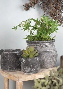 Granitový antik cementový obal na kvetináč s ušami - 17*15*13 cm