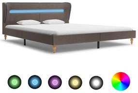 vidaXL Rám postele s LED svetlom hnedosivý látkový 160x200 cm