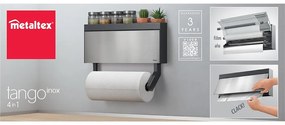 Nástenný držiak na kuchynské utierky a fólie Metaltex Tango Inox