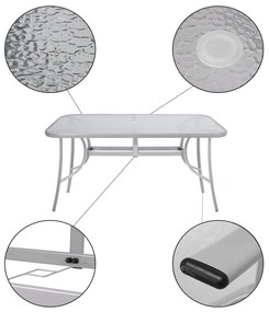 PreHouse Záhradný stôl 150cm: kov + sklo, šedý
