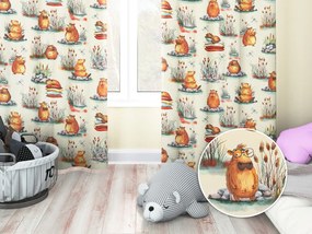 Biante Detský bavlnený záves Sandra SA-710 Kapybary na krémovom 150x190 cm