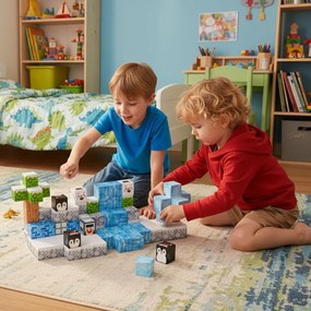 MULTISTORE Magnetické stavebné kocky 97 dielov – farebný zimný vzor, stavebnica pre deti 3+