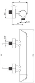 Deante Arnika, termostatická nástenná sprchová batéria, grafitová, BQA_D40M