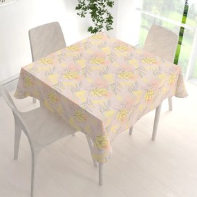 Biante Teflónový štvorcový obrus TF-069 Žlto-ružové kvety s lístkami 40x40 cm