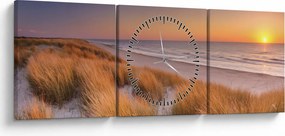 Obraz - Pláž pri západe slnka (s hodinami) (90x30 cm)