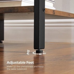 Nočný stolík, príručný stolík so zásuvkou a policou, rustikálny hnedý