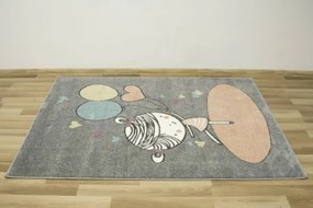 Detský koberec Lima 9393B - dievča ružový / sivý