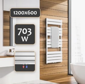 AQUAMARIN Vertikálny kúpeľňový radiátor 1200 x 600 mm, biela