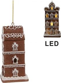 Závesná svietiaca ozdoba perníková chalúpka Gingerbread House - 7*6*12/24 cm