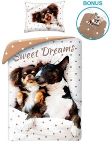 Bavlnené posteľné obliečky psíkovia Papillon a Bulteriér - 100% bavlna - 70 x 90 cm + 140 x 200 cm