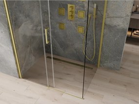 Mexen Omega, sprchovací kút s posuvnými dverami 100 (dvere) x 80 (stena) cm, 8mm sklo, zlatý profil-číre sklo, 825-100-080-50-00