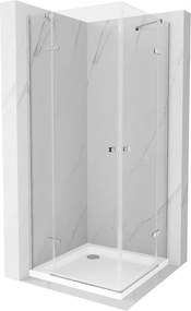 Mexen Roma Duo, sprchový kút 90 (dvere) x 90 (dvere) cm, 6mm číre sklo, chrómový profil + sprchová vanička, 854-090-090-01-02-4010